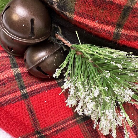 Christmas Tree Topper XL Red Plaid  Snowman Hat Rustic Farmhouse Country - Picture 6 of 8